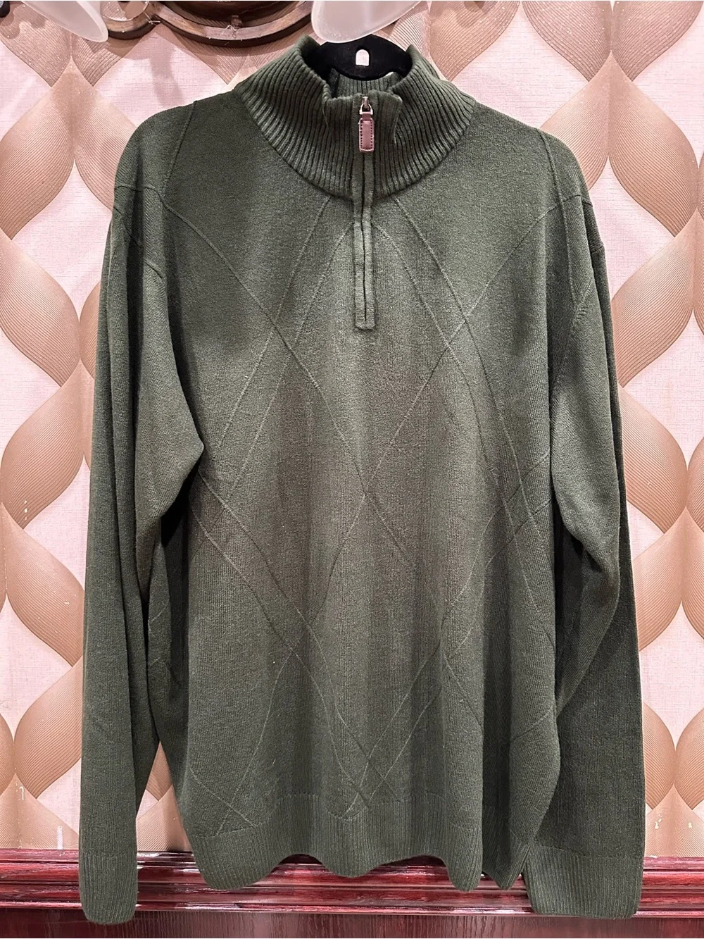 Tricots st Raphael Men's Half-Zip Mock Neck Sweater forest Green XXL